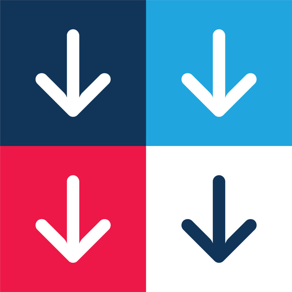 Šipka modrá a červená čtyři barvy minimální ikona nastavena - Vektor, obrázek