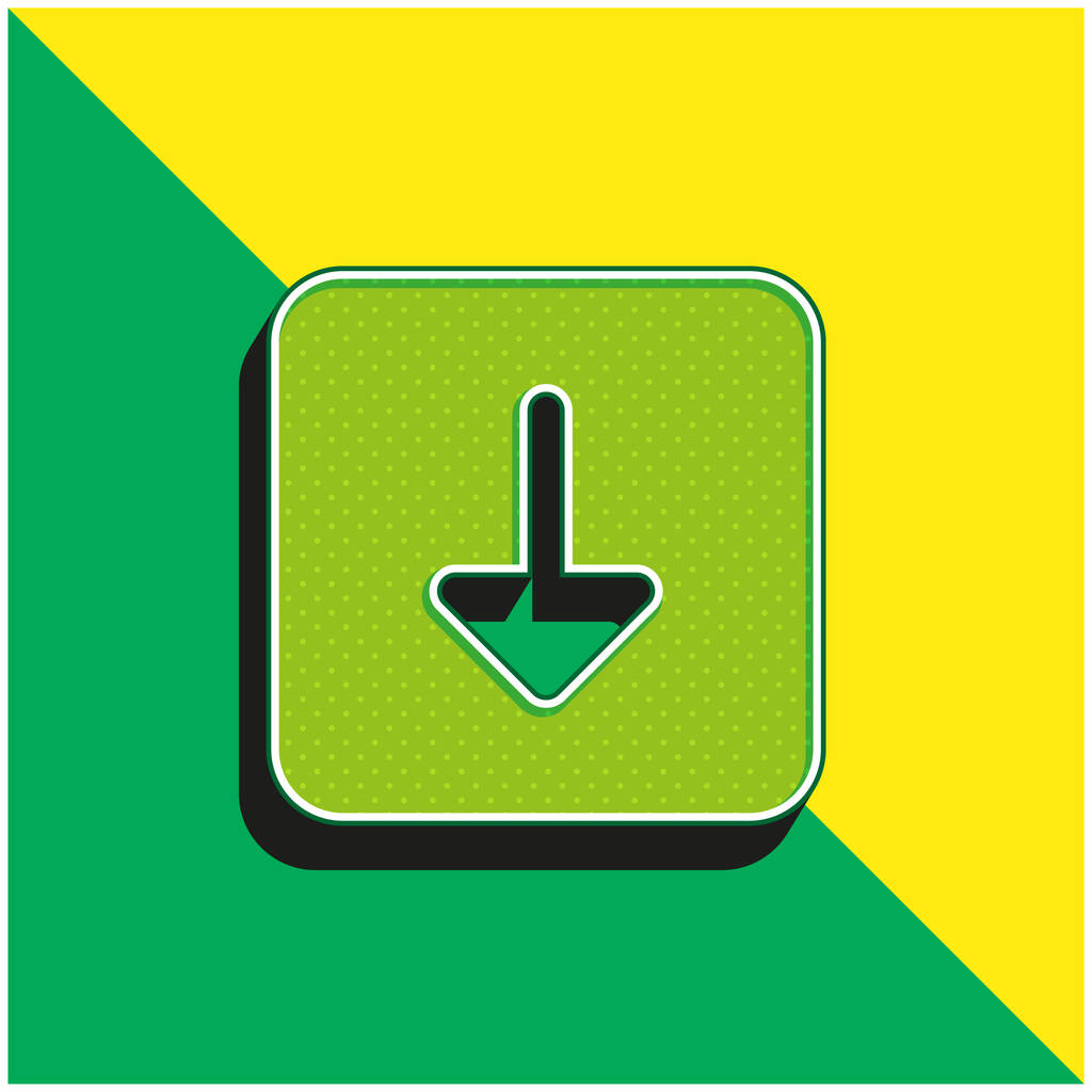 Arrow Down Zöld és sárga modern 3D vektor ikon logó - Vektor, kép