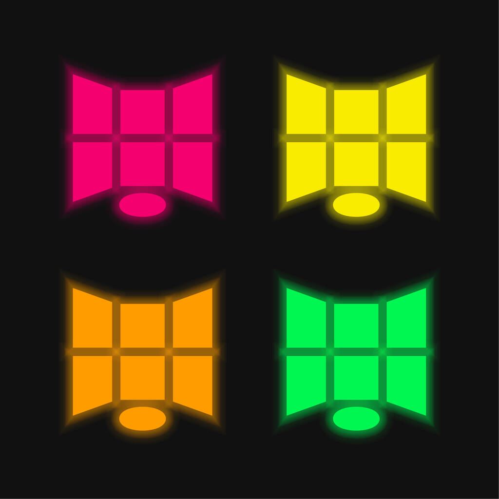 3d megjelenítése négy szín izzó neon vektor ikon - Vektor, kép