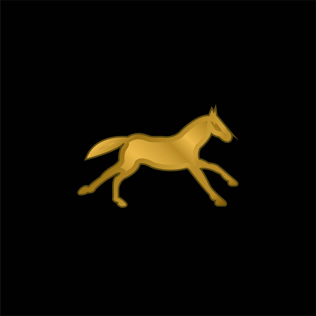 Black Running Horse vergulde metalic icoon of logo vector - Vector, afbeelding