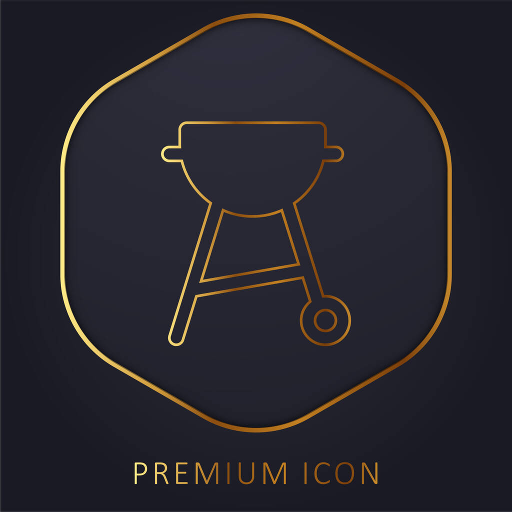 Barbecue golden line premium logo or icon - Vector, Image