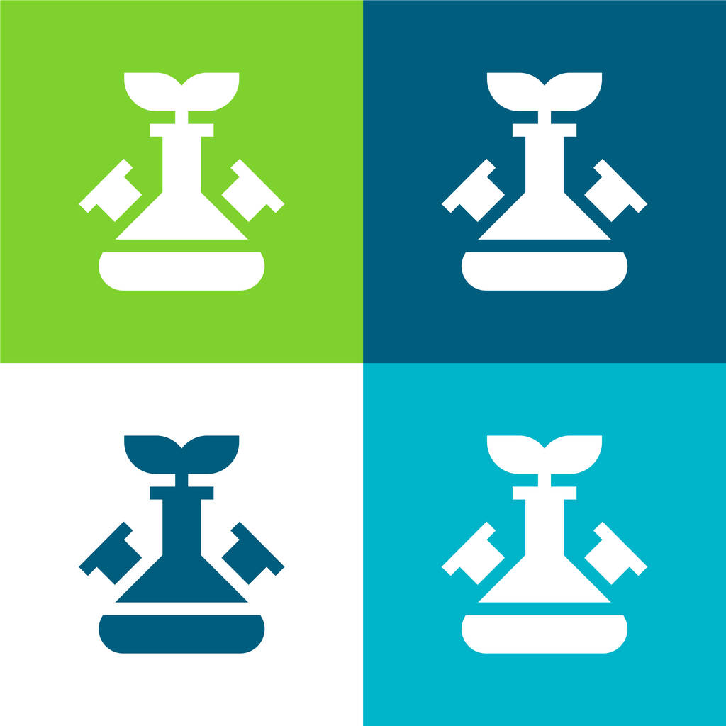 Biotechnologia Płaskie cztery kolory minimalny zestaw ikon - Wektor, obraz