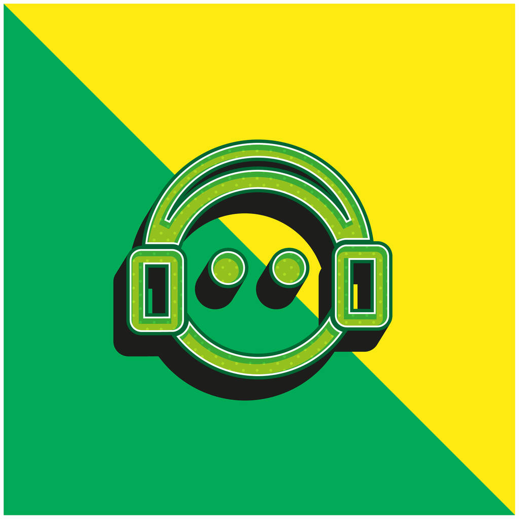 Αγόρι με ακουστικά Πράσινο και κίτρινο σύγχρονο 3d διάνυσμα εικονίδιο λογότυπο - Διάνυσμα, εικόνα