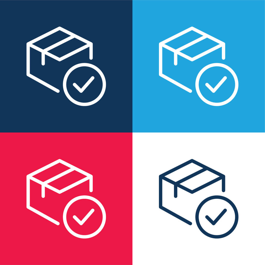 Approbation bleu et rouge ensemble d'icônes minimes quatre couleurs - Vecteur, image