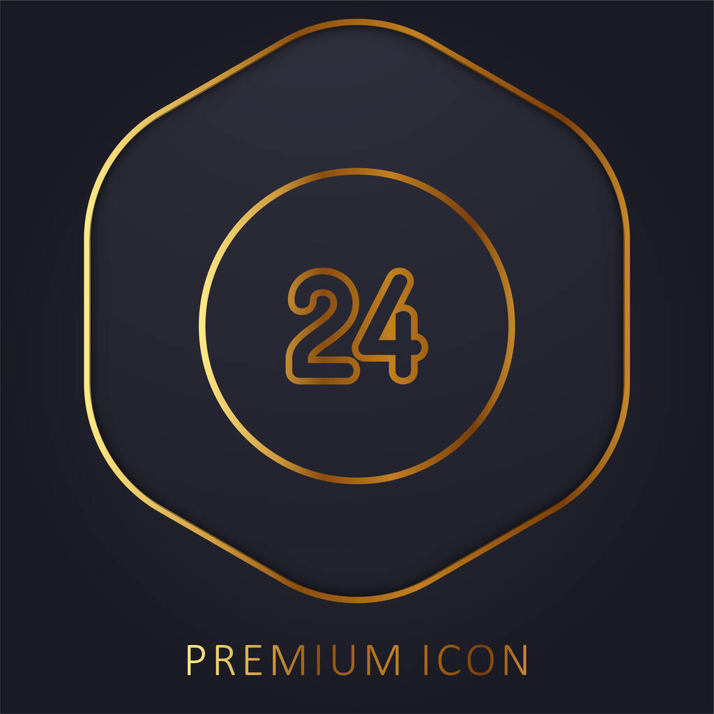 24 Horas línea de oro logotipo premium o icono - Vector, Imagen