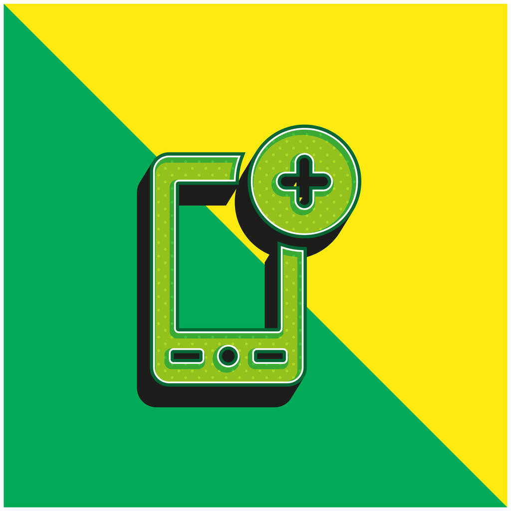 Add Phone Green and yellow modern 3d vector icon logo - Vector, Image