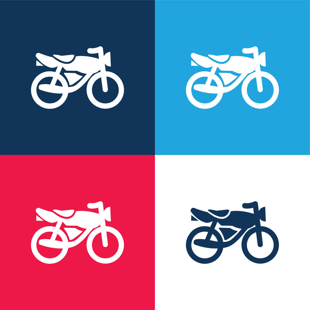 Ensemble d'icônes minime noir moto bleu et rouge quatre couleurs - Vecteur, image