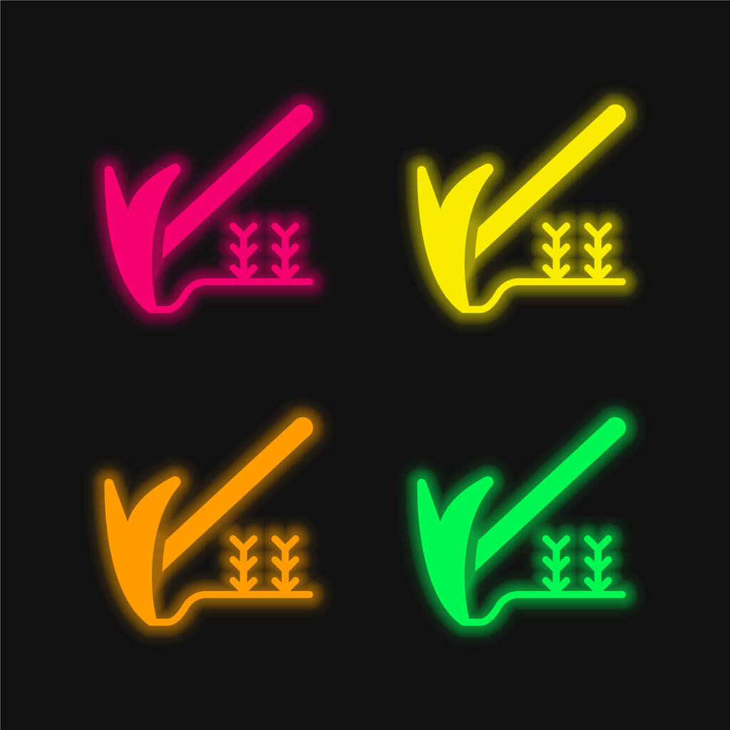 Mezőgazdaság négy szín izzó neon vektor ikon - Vektor, kép