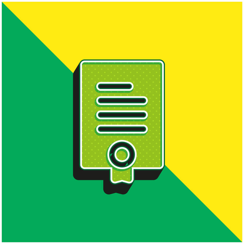 契約緑と黄色の現代的な3Dベクトルアイコンのロゴ - ベクター画像