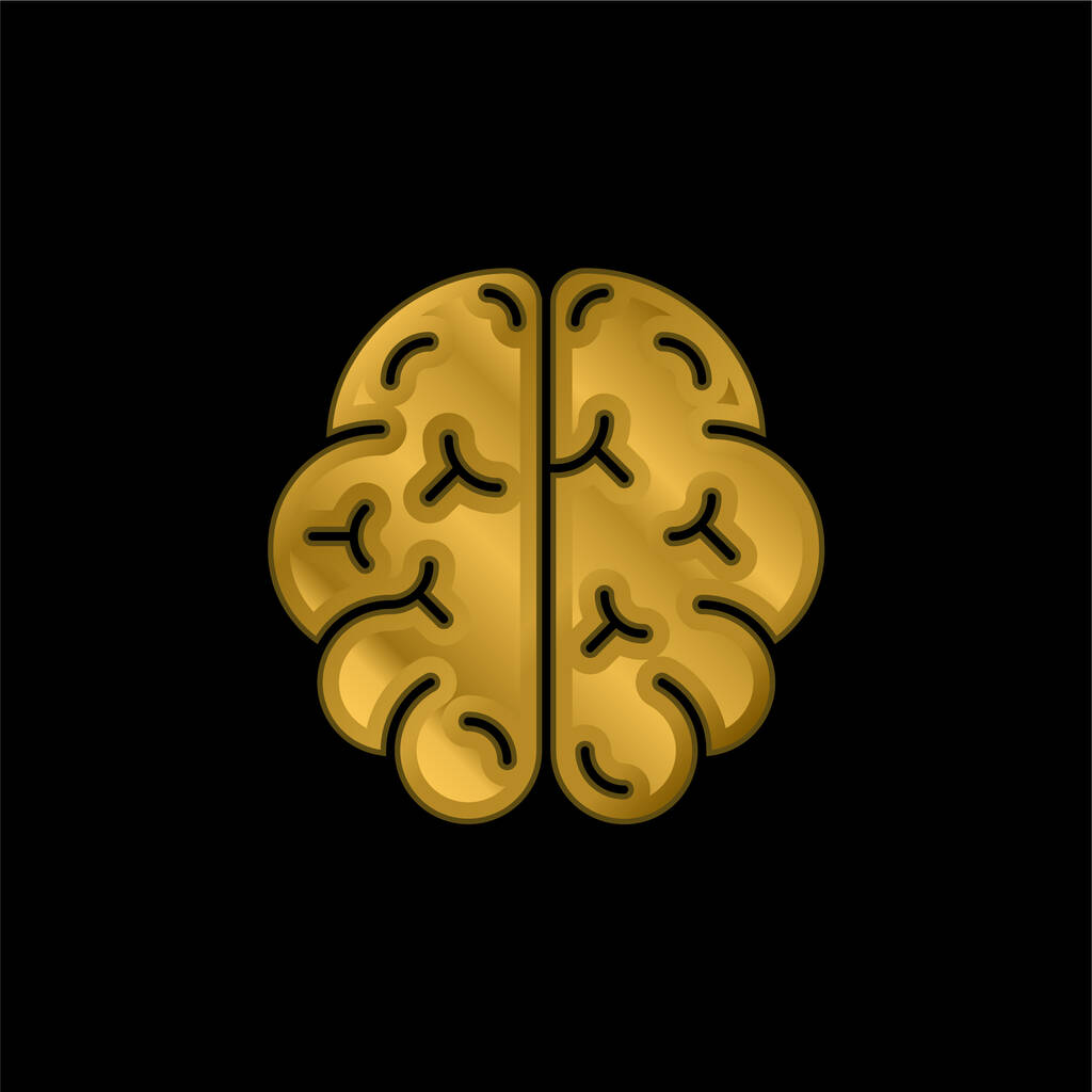 Позолоченный мозг металлический значок или вектор логотипа - Вектор,изображение