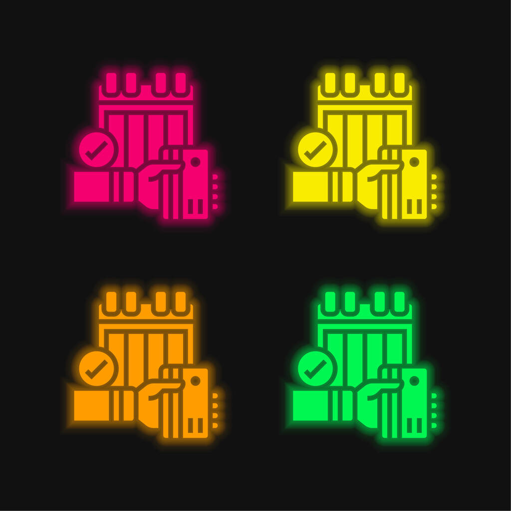 Éves négy szín izzó neon vektor ikon - Vektor, kép