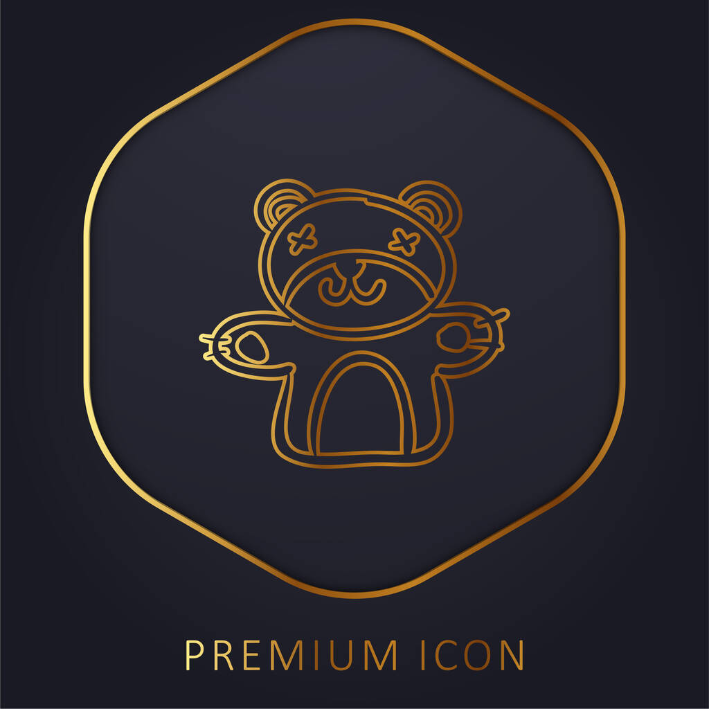 Brinquedo de urso linha dourada logotipo premium ou ícone - Vetor, Imagem
