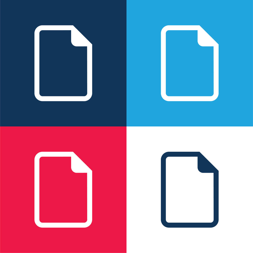 Blank File blue and red four color minimal icon set - Vector, Image