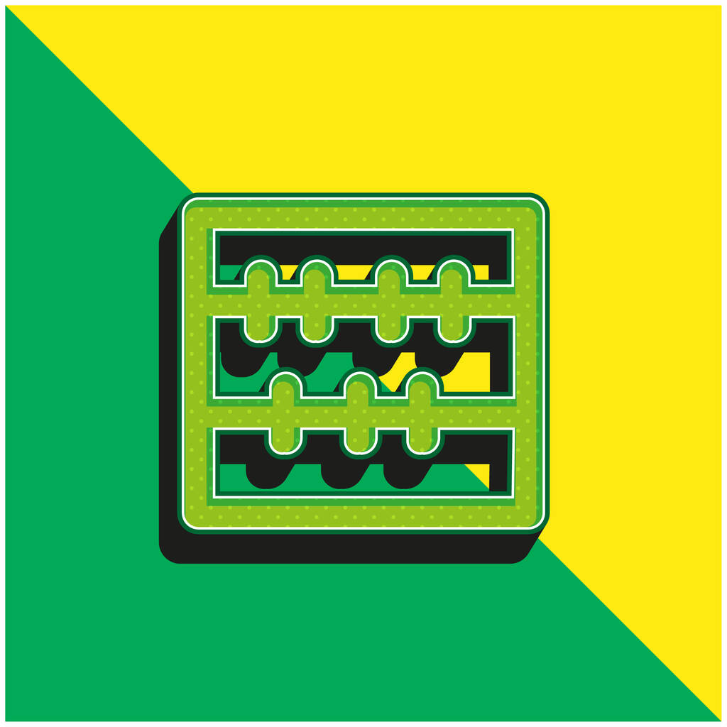 Abacus Mathe-Werkzeug grün und gelb modernes 3D-Vektor-Symbol-Logo - Vektor, Bild