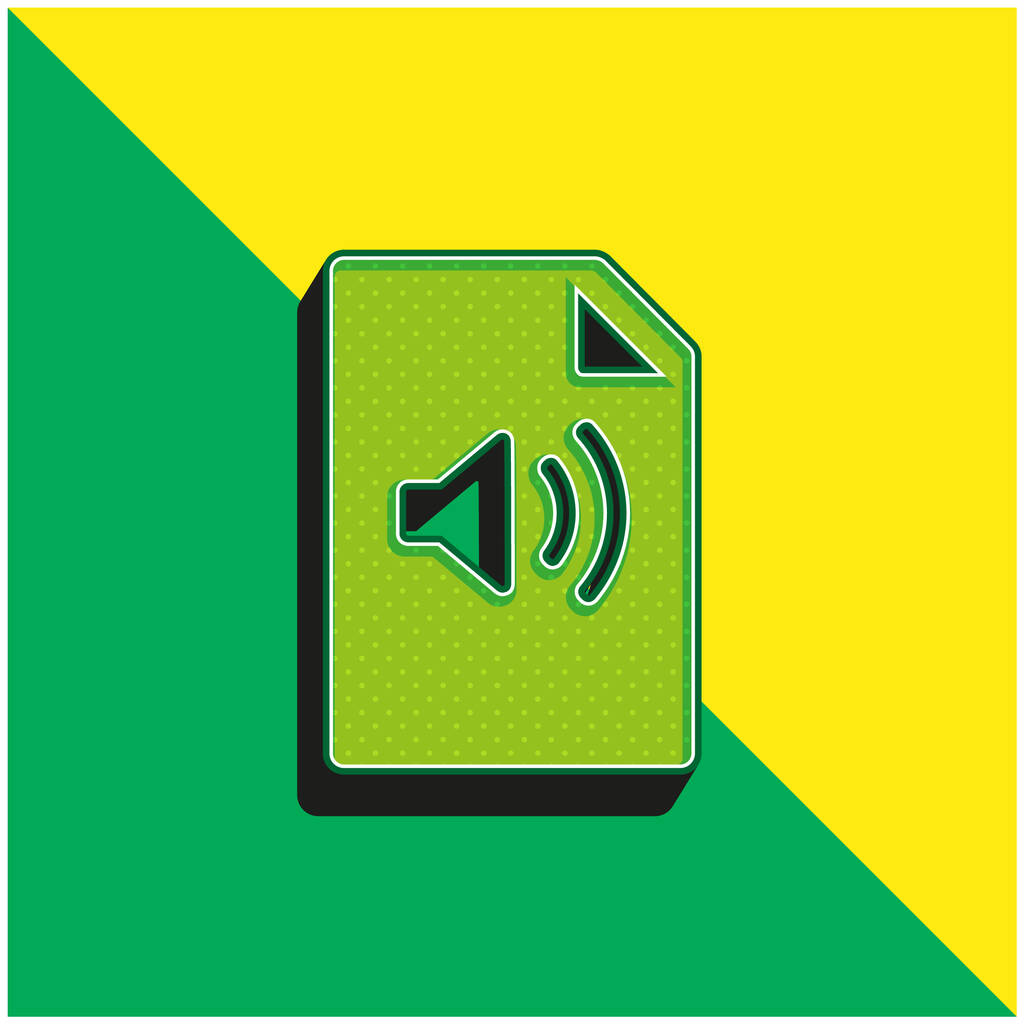 Ses Dosyası Yeşil ve Sarı 3d vektör simgesi logosu - Vektör, Görsel