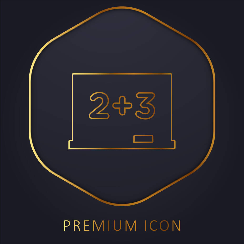 Quadro negro com cálculos básicos matemáticos linha dourada logotipo premium ou ícone - Vetor, Imagem