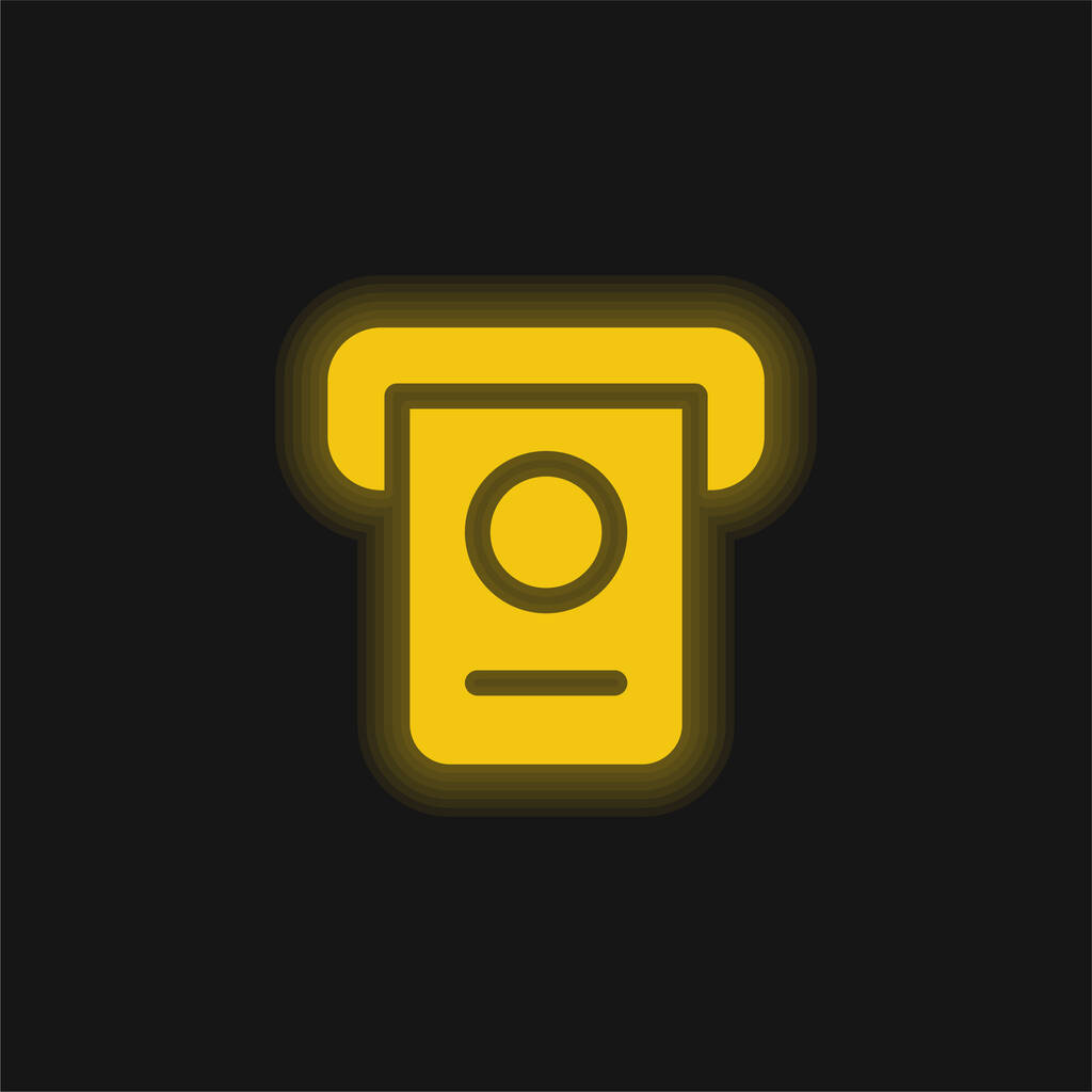 ATM keltainen hehkuva neon kuvake - Vektori, kuva