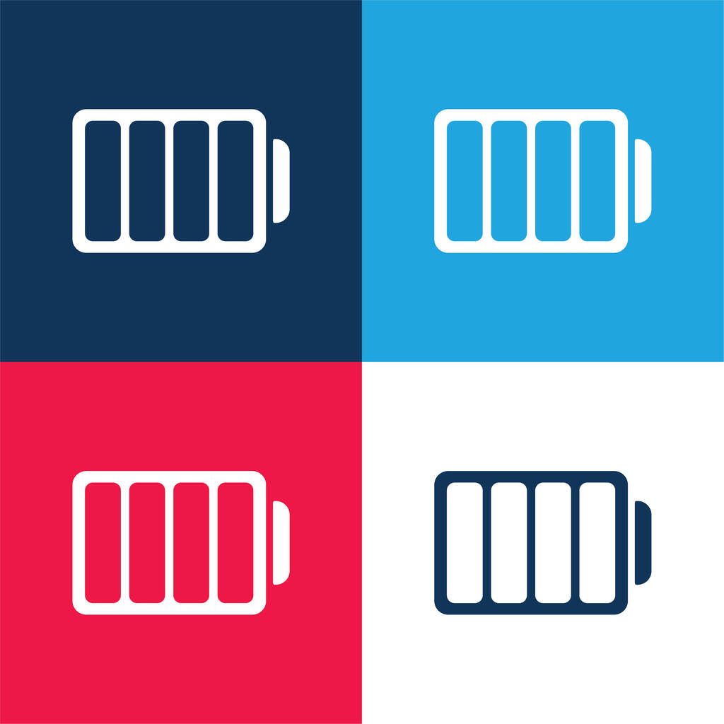 Baterie se čtyřmi prázdnými divizemi modrá a červená čtyři barvy minimální ikona nastavena - Vektor, obrázek