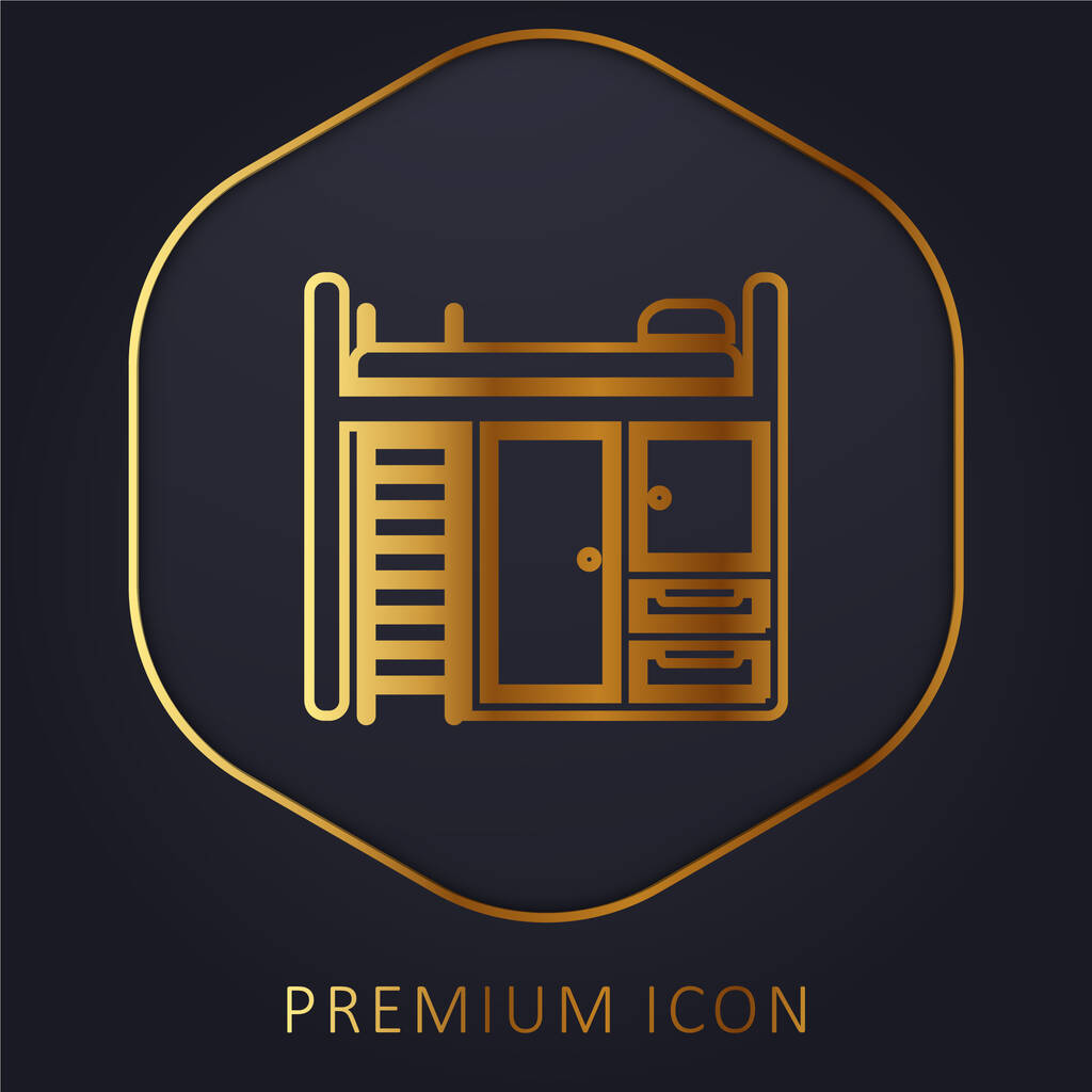 Muebles de dormitorio línea dorada logotipo premium o icono - Vector, imagen