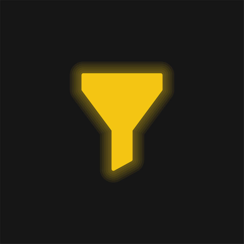 Velká žlutá zářící neonová ikona nálevky - Vektor, obrázek