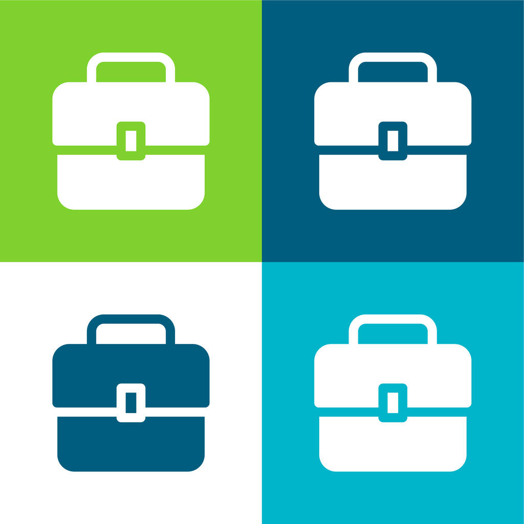 Briefcase Flat four color minimal icon set - Vector, Image