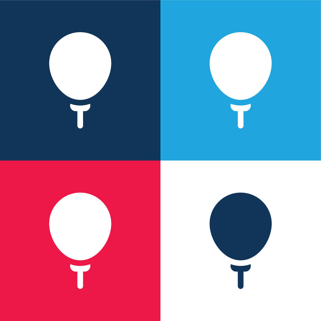Воздушный шар синий и красный четыре цвета минимальный набор значков - Вектор,изображение