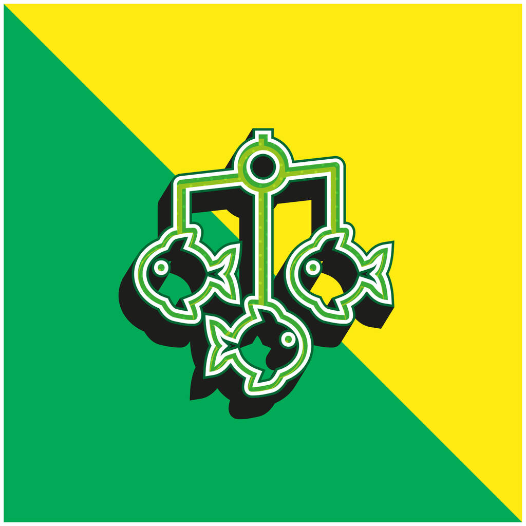 Logo moderno verde e giallo dell'icona del vettore 3d della culla del bambino mobile - Vettoriali, immagini