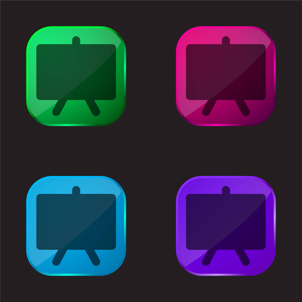 Blackboard four color glass button icon - Vector, Image