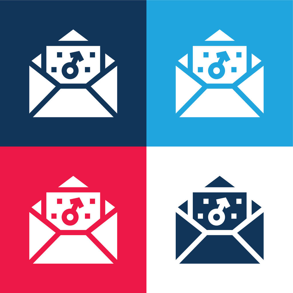 Ragazzo blu e rosso quattro set icona minimale colore - Vettoriali, immagini