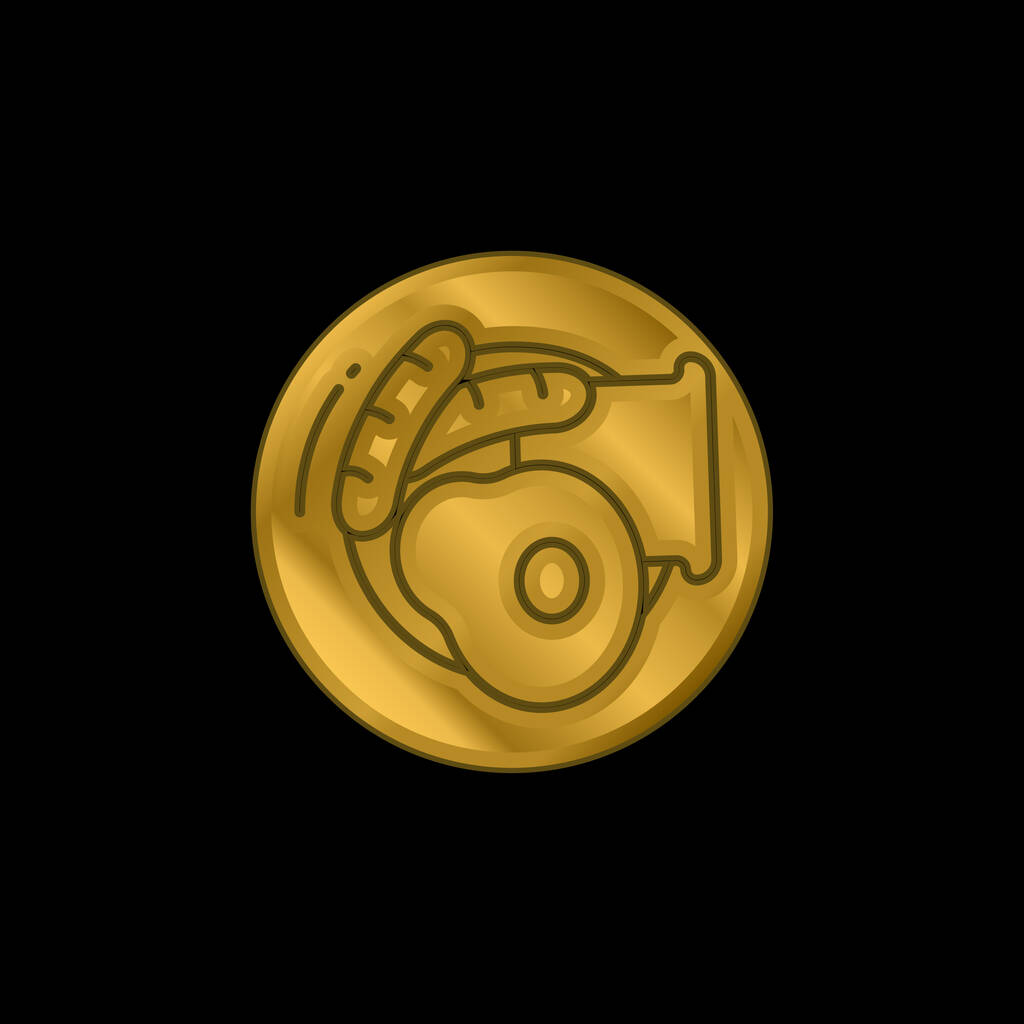 Desayuno chapado en oro icono metálico o logo vector - Vector, Imagen