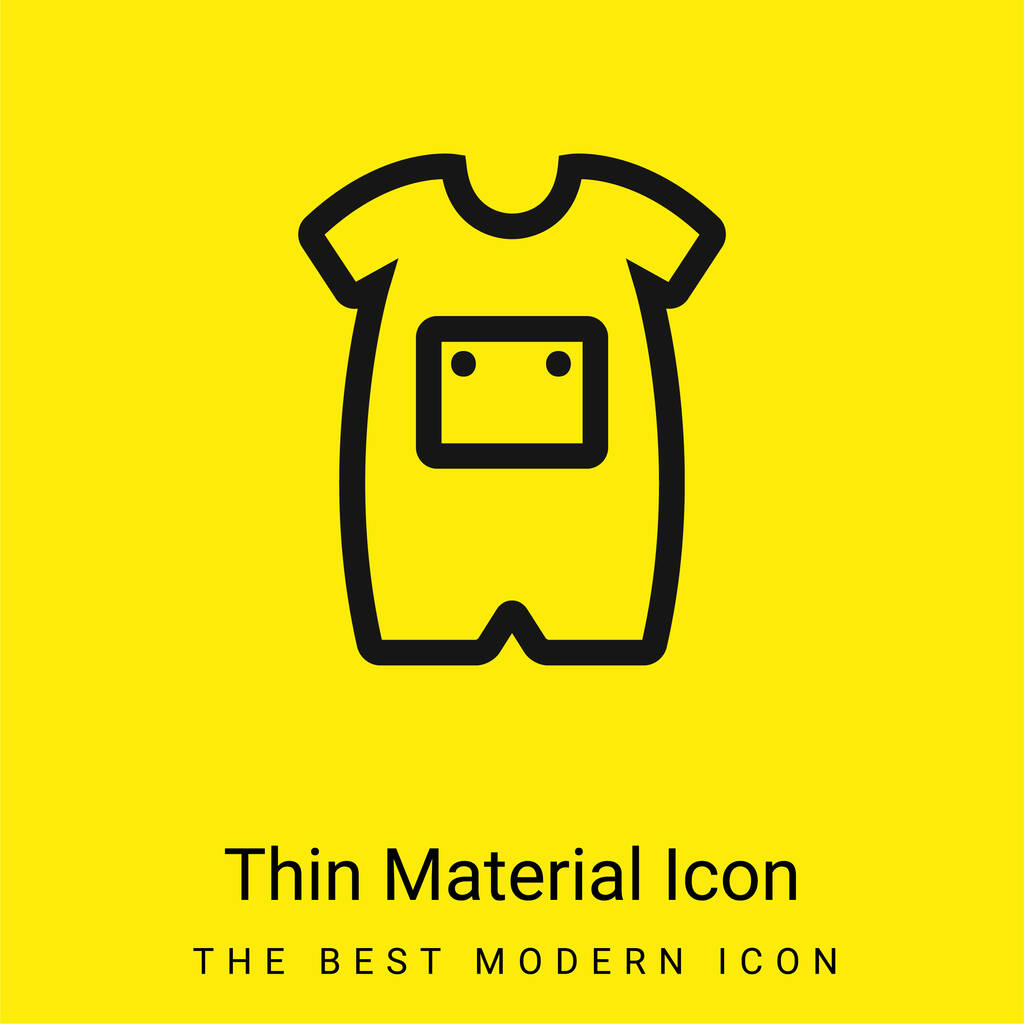 Baby Onesie con contorno de bolsillo frontal mínimo icono de material amarillo brillante - Vector, Imagen
