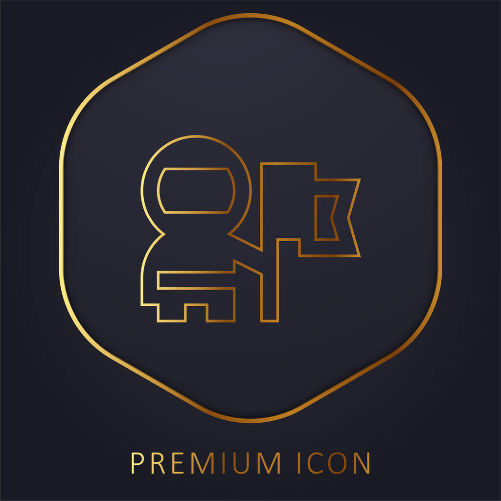 Astronauta línea de oro logotipo premium o icono - Vector, Imagen