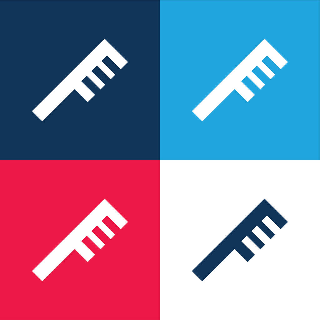 Úhlový hřeben modrá a červená čtyři barvy minimální ikona nastavena - Vektor, obrázek