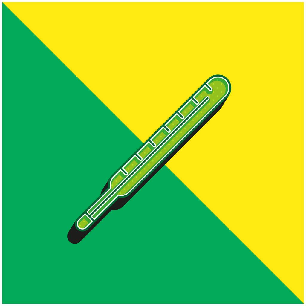 Körperthermometer Grünes und gelbes modernes 3D-Vektorsymbol-Logo - Vektor, Bild