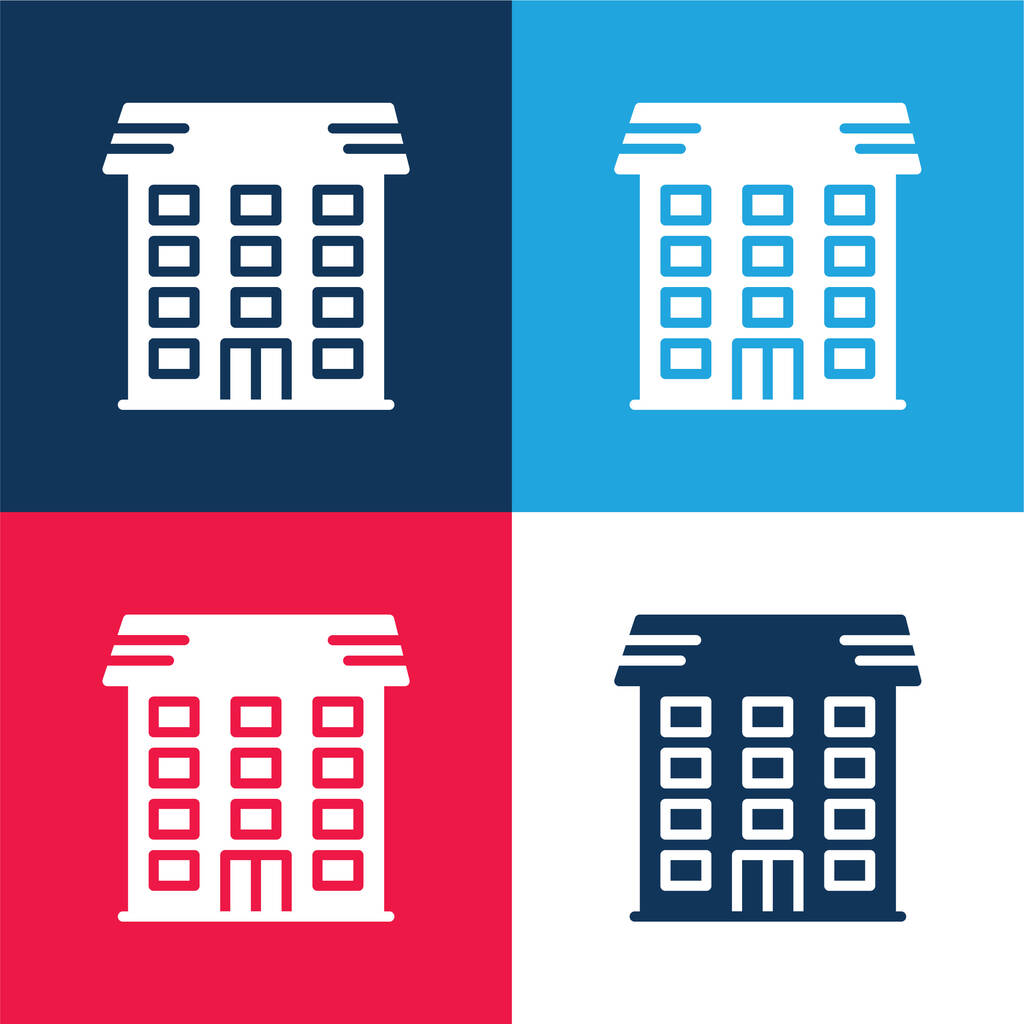 Appartamento blu e rosso quattro colori set icona minimale - Vettoriali, immagini