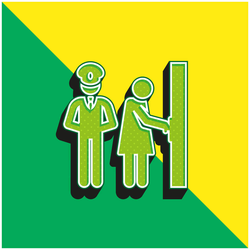 Guardaespaldas verde y amarillo moderno vector 3d icono logotipo - Vector, imagen