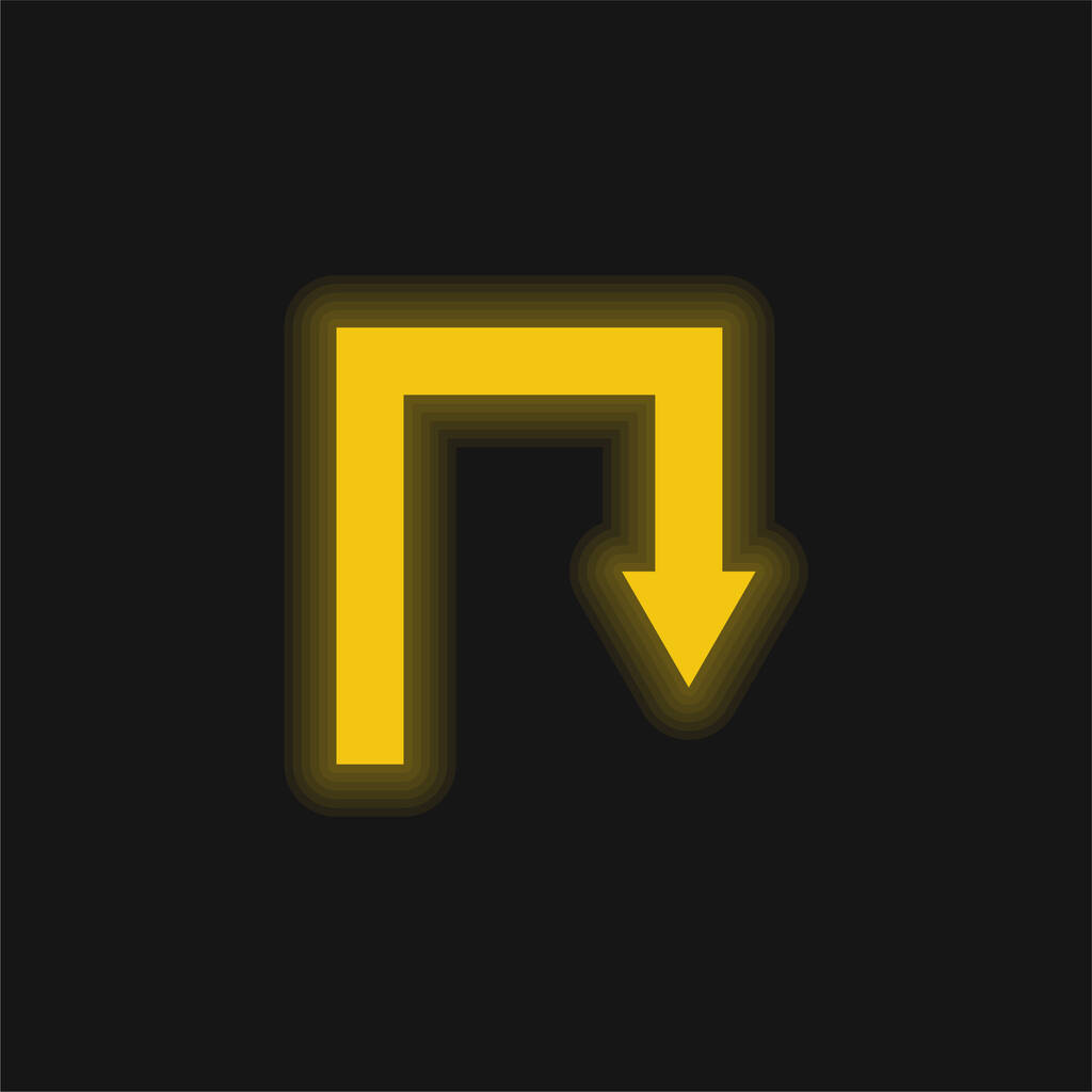 Стрілка Кути Символ жовтого сяючого неонового значка
 - Вектор, зображення