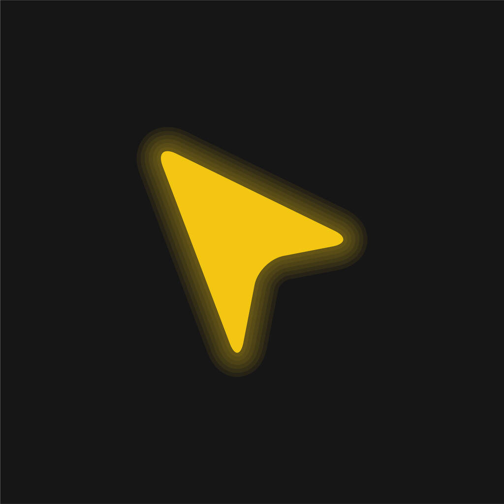 Fekete mutató sárga izzó neon ikon - Vektor, kép