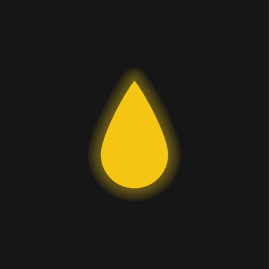 Black Ink Drop Shape geel gloeiende neon pictogram - Vector, afbeelding