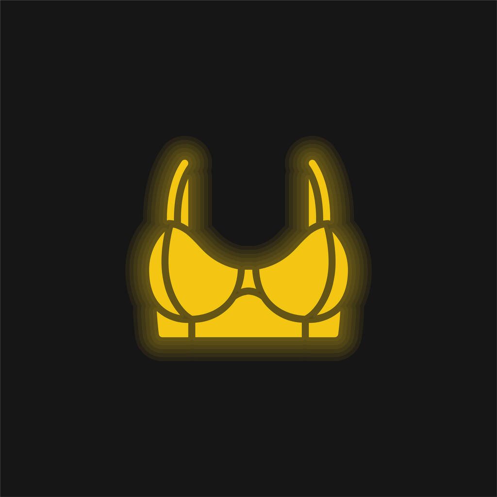 Brassiere yellow glowing neon icon - Vector, Image