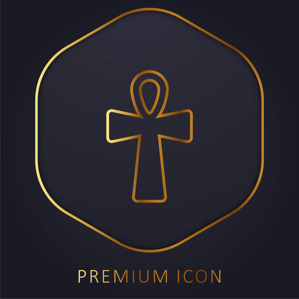 Ankh Cross Złota linia logo premium lub ikona - Wektor, obraz