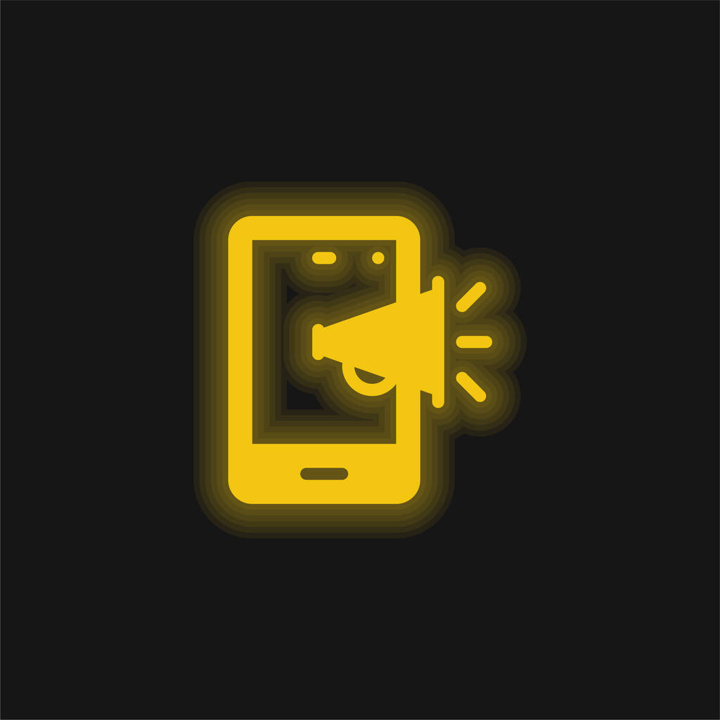 黄色の輝くネオンアイコンの広告 - ベクター画像