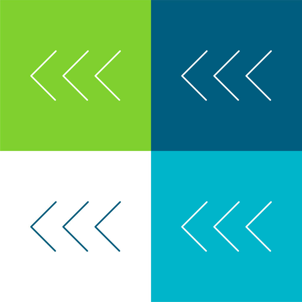 Flèches pointant vers la gauche Ensemble minimal d'icônes plat quatre couleurs - Vecteur, image