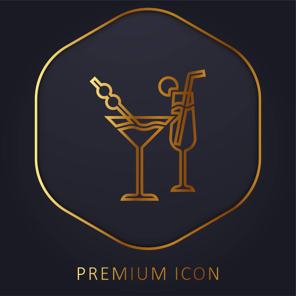 Beverage χρυσό λογότυπο γραμμή πριμοδότηση ή εικονίδιο - Διάνυσμα, εικόνα