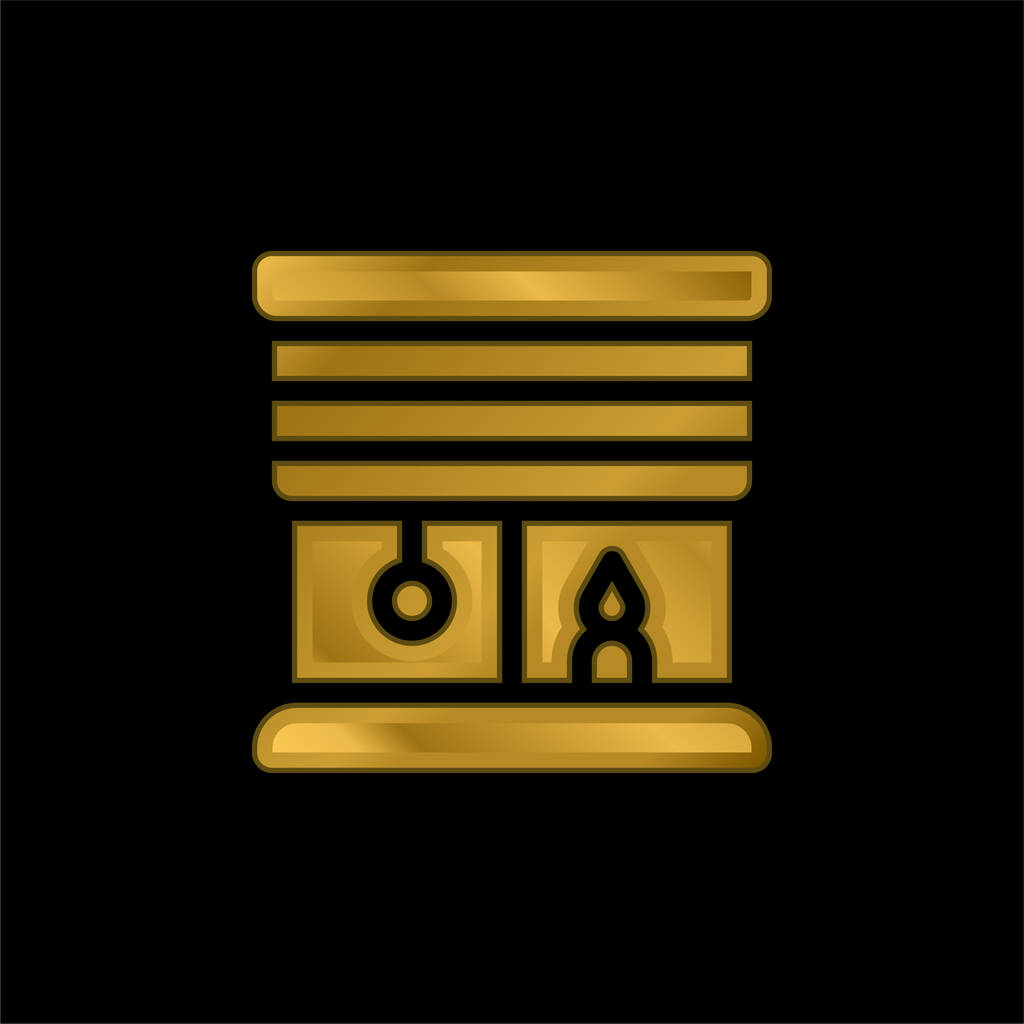Persianas chapado en oro icono metálico o logo vector - Vector, imagen