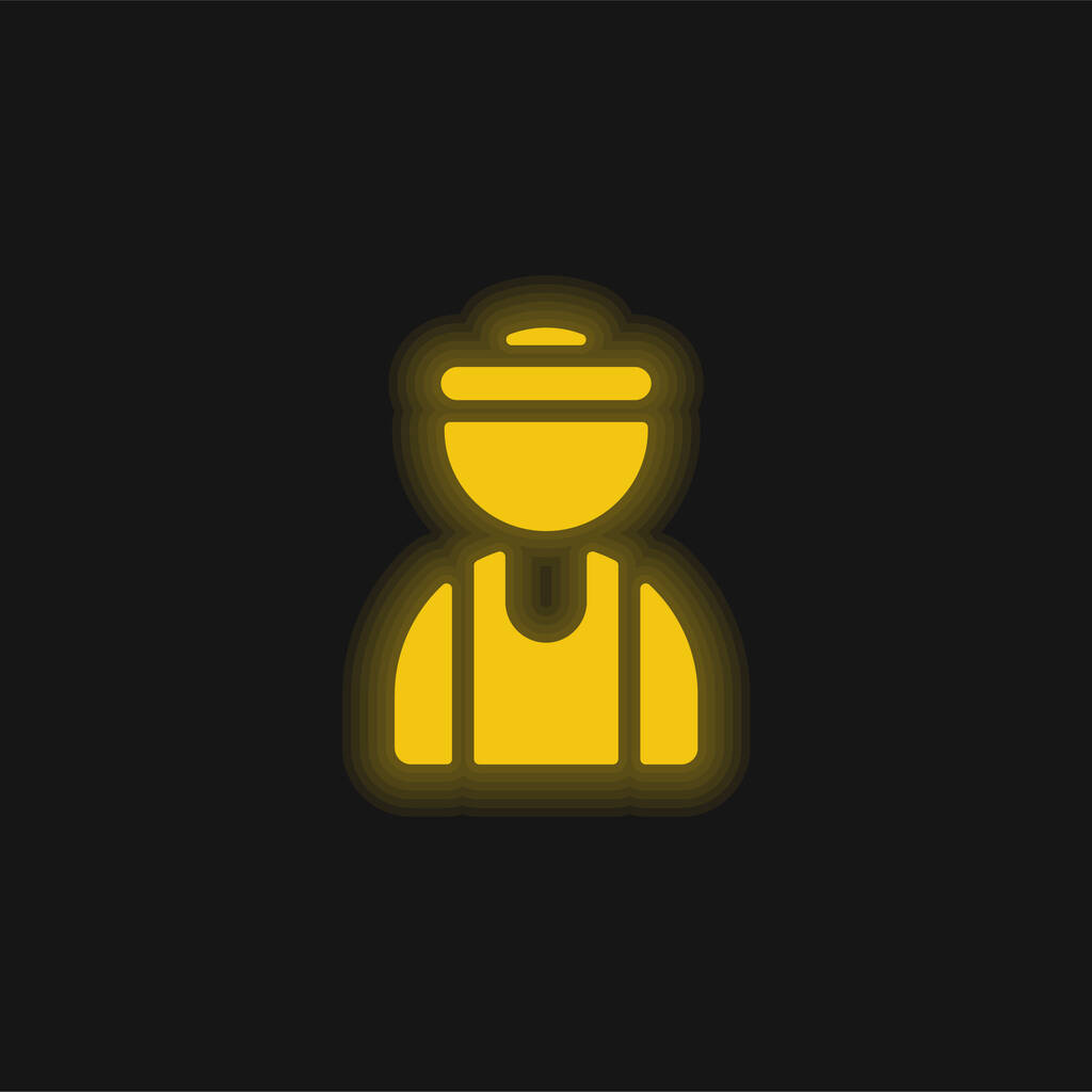 Athlete yellow glowing neon icon - Vector, Image