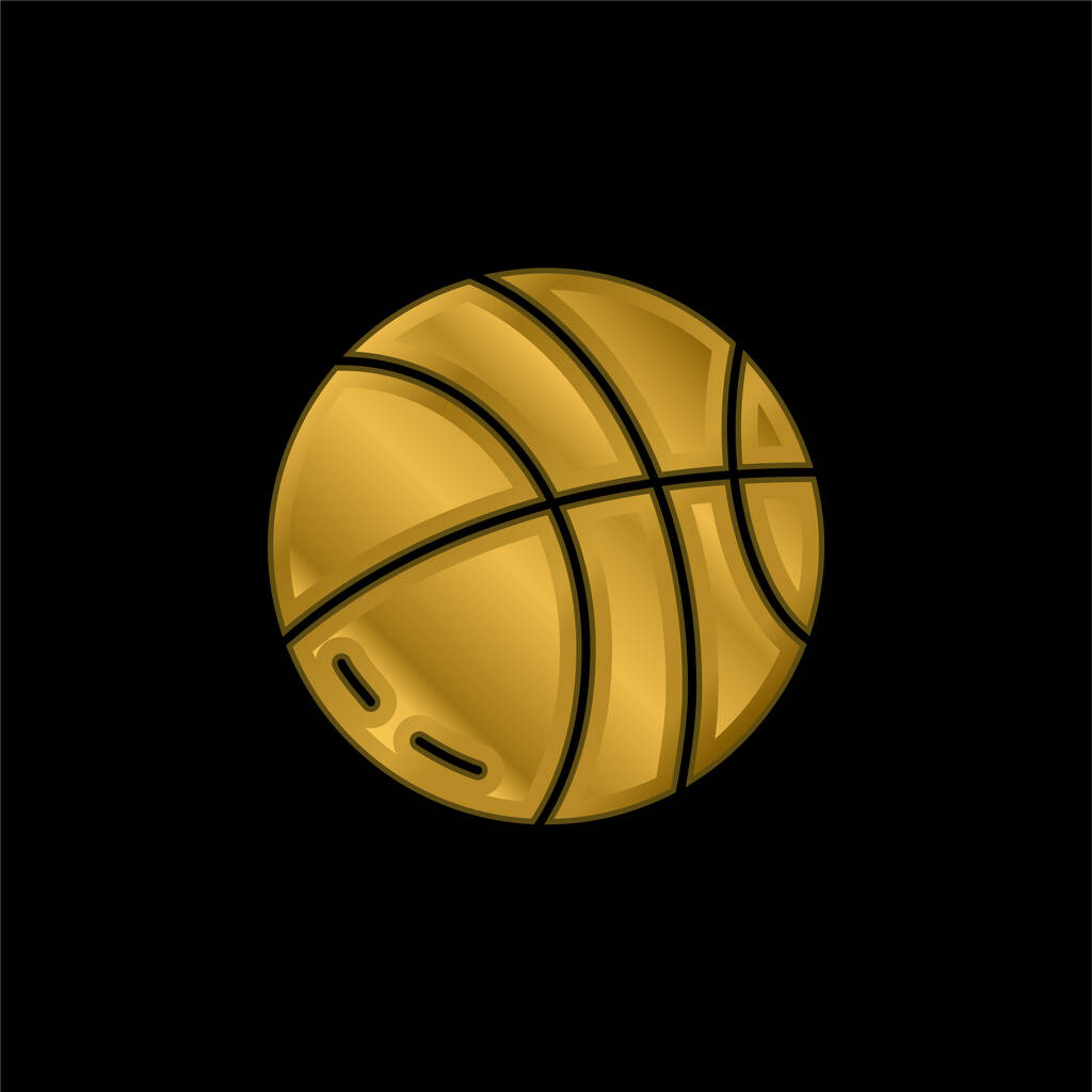 Basketbal Ball vergulde metalen icoon of logo vector - Vector, afbeelding