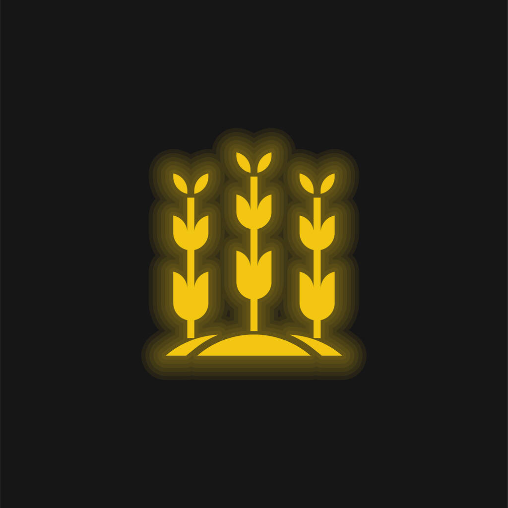 Agricultura amarillo brillante icono de neón - Vector, Imagen