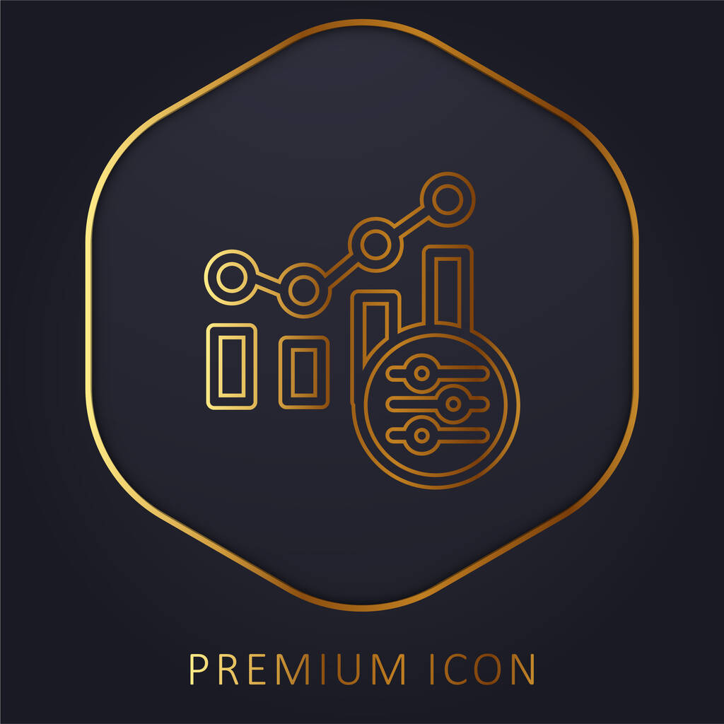 Бар-чарти золота лінія преміум логотипу або піктограми
 - Вектор, зображення