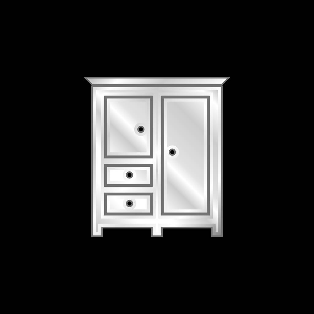 Camera da letto Nero Chiuso Armadio Per Vestiti argento placcato icona metallica - Vettoriali, immagini